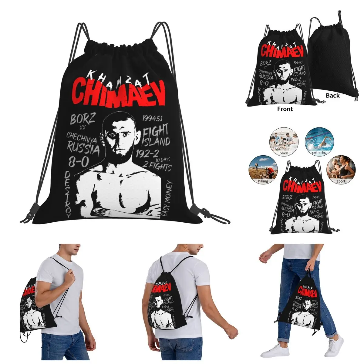 

Khamzat Destroy Chimaev Drawstring Bags Gym Bag Funny Graphic Backpack Cool Blanket roll