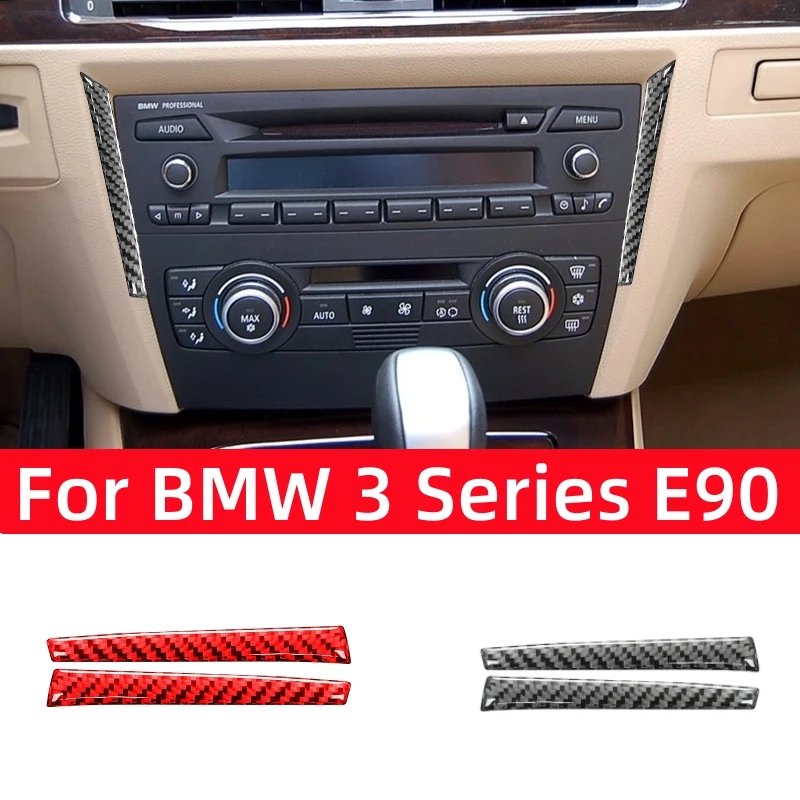 

For BMW 3 Series E90 2005-2012 Car Accessories Carbon Fiber Interior Car Central CD Button Both Sides Trim Cover Decor Stickers