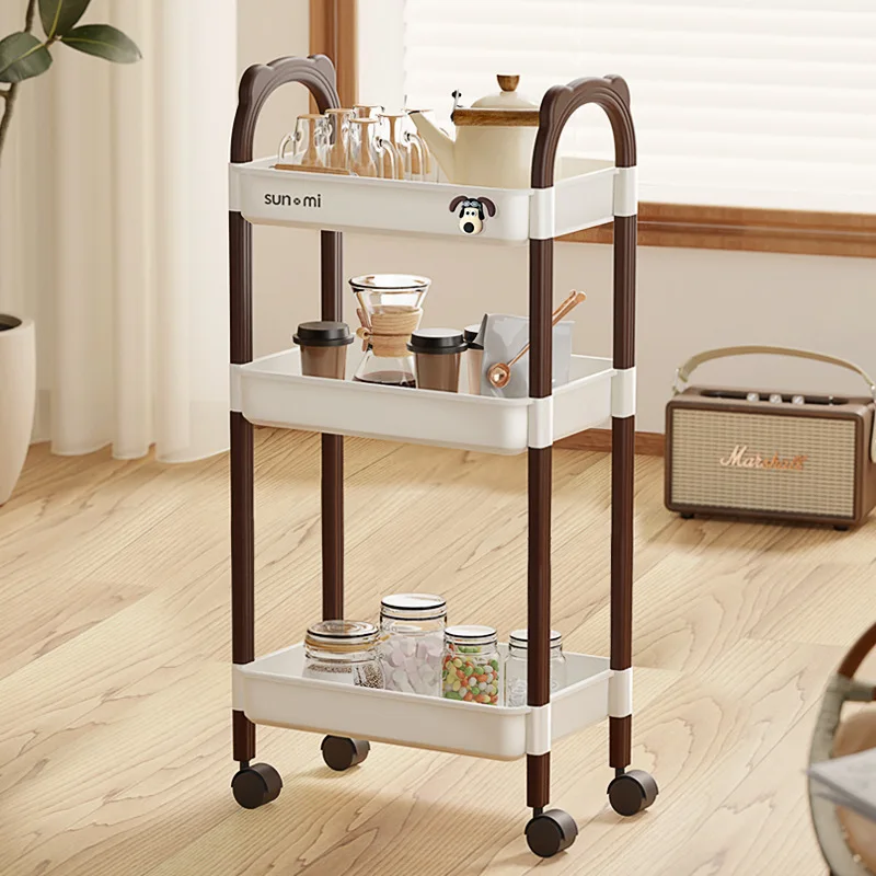 

Storage Rack Trolley Multi-functional Layered Storage Rack Living Room Kitchen Bedroom Removable Portable Multi-scene Use