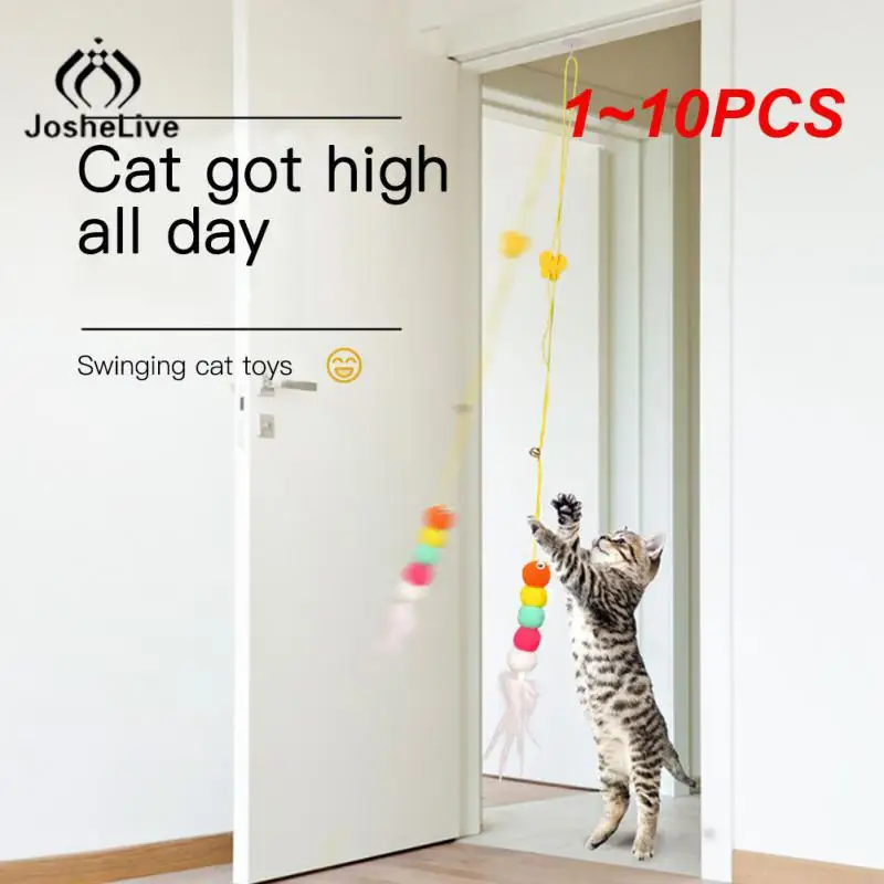 

1~10PCS Feather Cat Toy 2m Elastic Rope Durable Sturdy Pet Product Self-hey Funny Cat Toy Cat Product Cat Swing Hanging Door