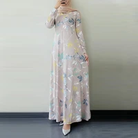 muslim fashion dress women loose boubou spring new floral print turkey abaya dubai slam ramadan vestido robe