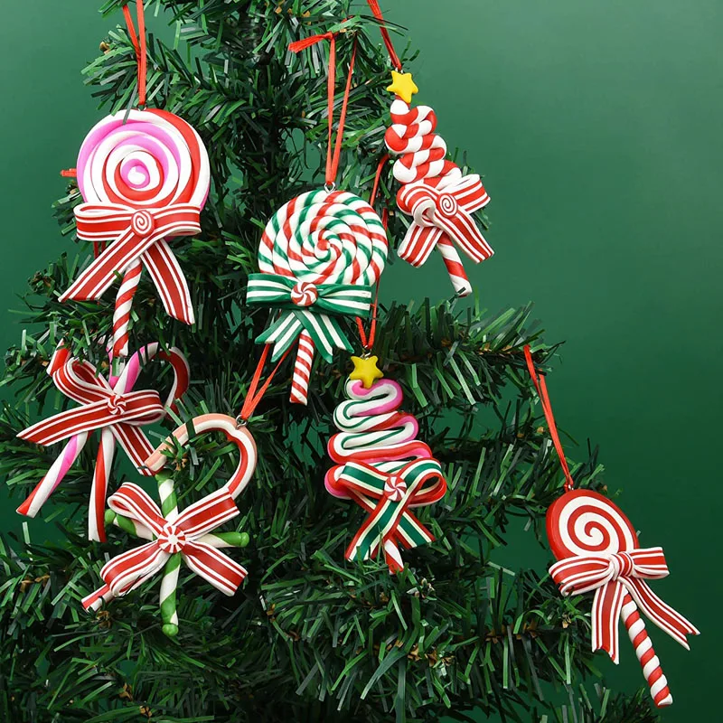 

Christmas Tree Soft Clay Pendant Small Gift Xmas Crutches Wave Board Sugar Color Noel Oraments Merry Christma Decor For Home