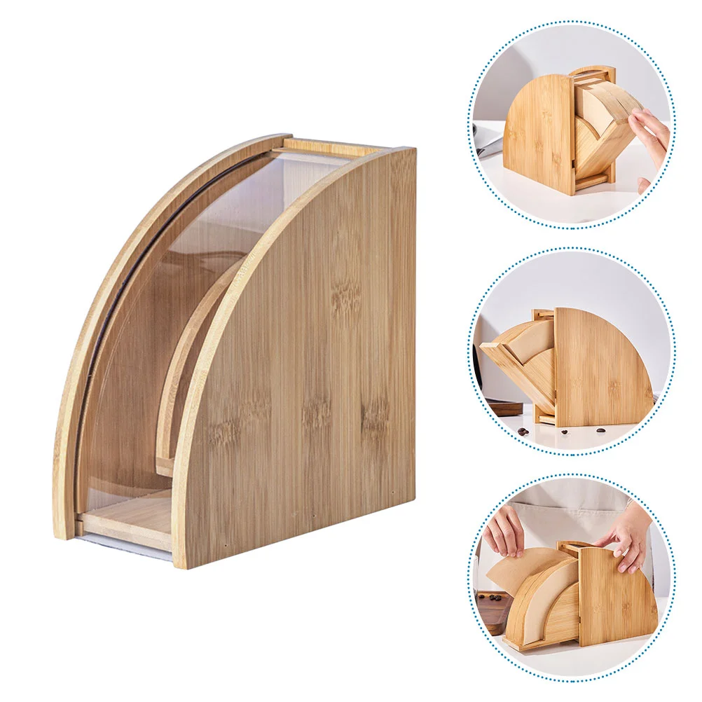 

Daily Use Countertop Wooden Desktop Coffee Filter Holder Coffee Filter Box Coffee Filter Stand for Home Storage Office Daily