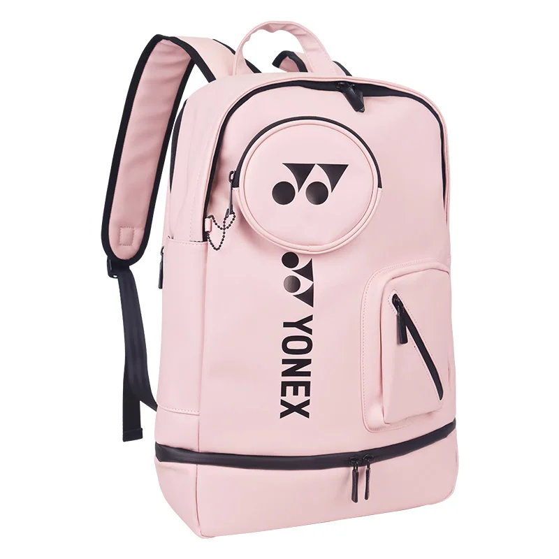 YONEX PU Leather Unisex Badminton Racket Backpack Auxiliary Pocket Sport Tennis Racquet Shoulder Bag with Independent Shoe Layer