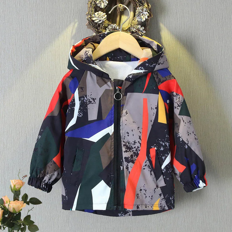 

Summer Kids Hooded Coat Spring Print Jacket for Girls Windbreaker 2022 New Fashion Baby Casual Outerwear Children's Clothing