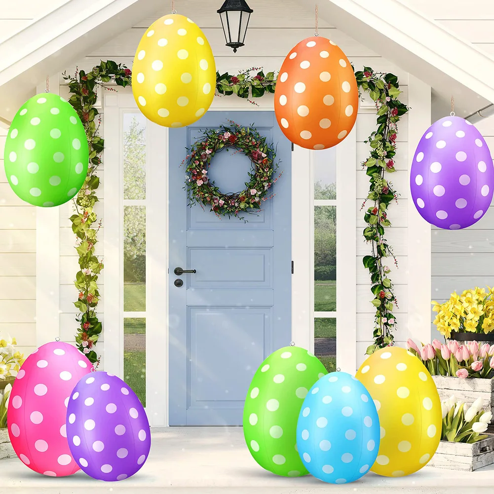 

1/6Pcs Inflatable Easter Eggs Happy Easter Decorations For Home Hanging Ornament DIY Craft Kids Gifts Garden Outdoor Decor
