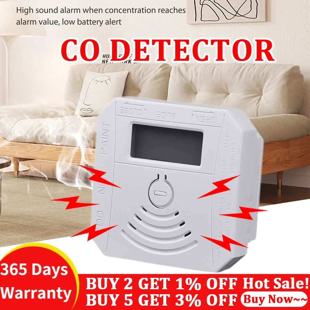 

LED LCD Display Coal Stove Detector Fault Self-check Mini Carbon Monoxide Alarm Sound+Flash Alarm CO Sensor Home Security System