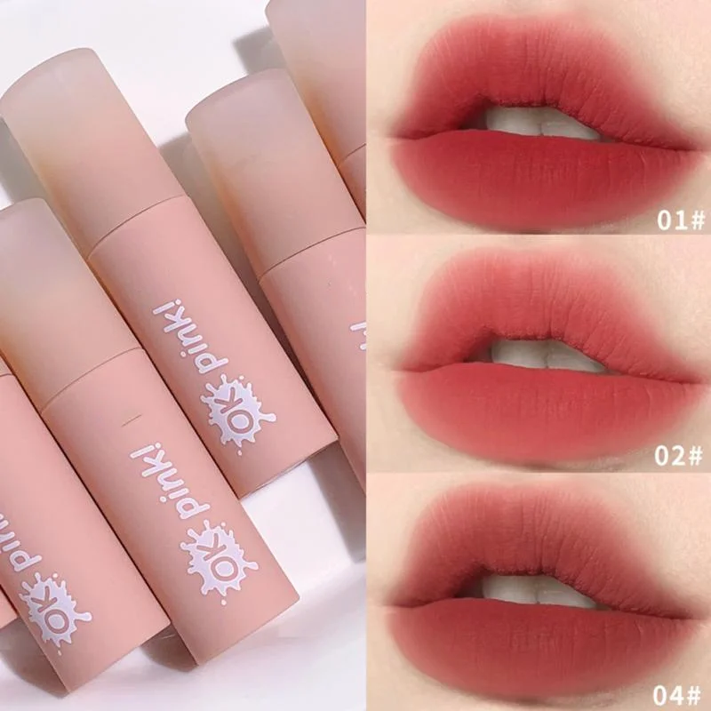 

Matte Lipstick Non-stick Cup Not Easy To Fade Lip Glaze Moisturizing Nutritious Mist Lip Mud Cosmetic Velvet Lip Gloss Makeup
