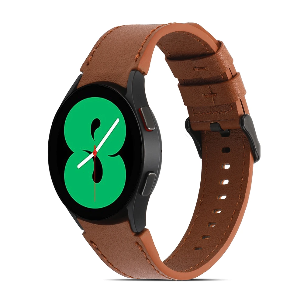 20MM band For samsung galaxy watch 4 no gaps band 44mm 40mm galaxy watch 4 classic 46mm 42mm strap gapless leather Watchbands