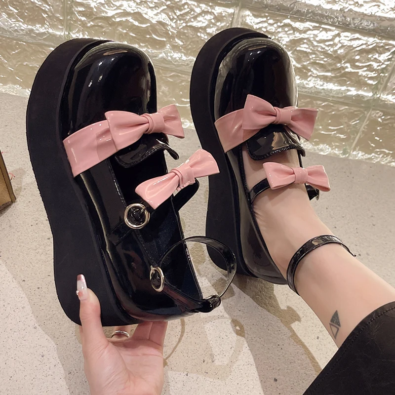 

Туфли женские на платформе в стиле «лолита», с бантом