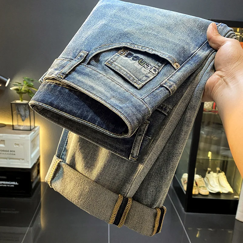 Мужские свободные узкие джинсы в американском стиле весна-осень 2024 новые элитные