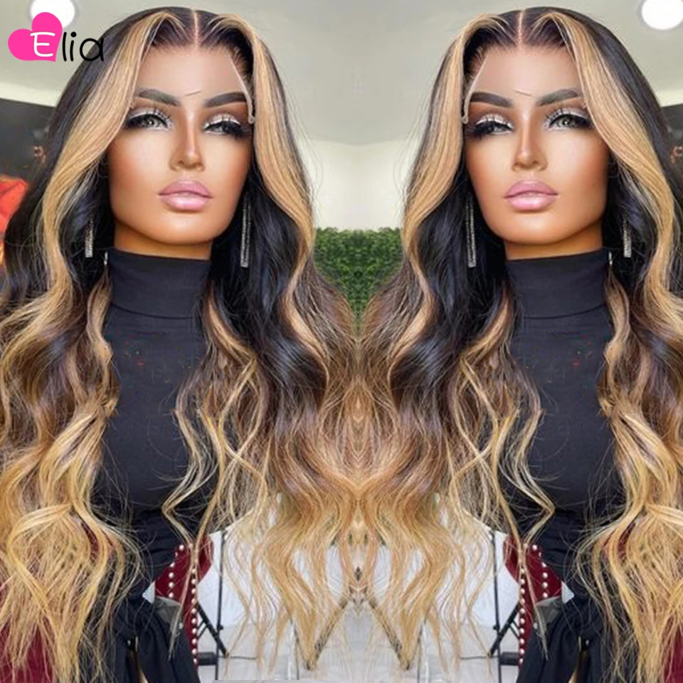 Ombre Colored Human Hair Wig Transparent Lace Frontal Wig 4x4 5x5 Lace Closure Wigs for Women Wholesale Price Baby Hair Prepluck