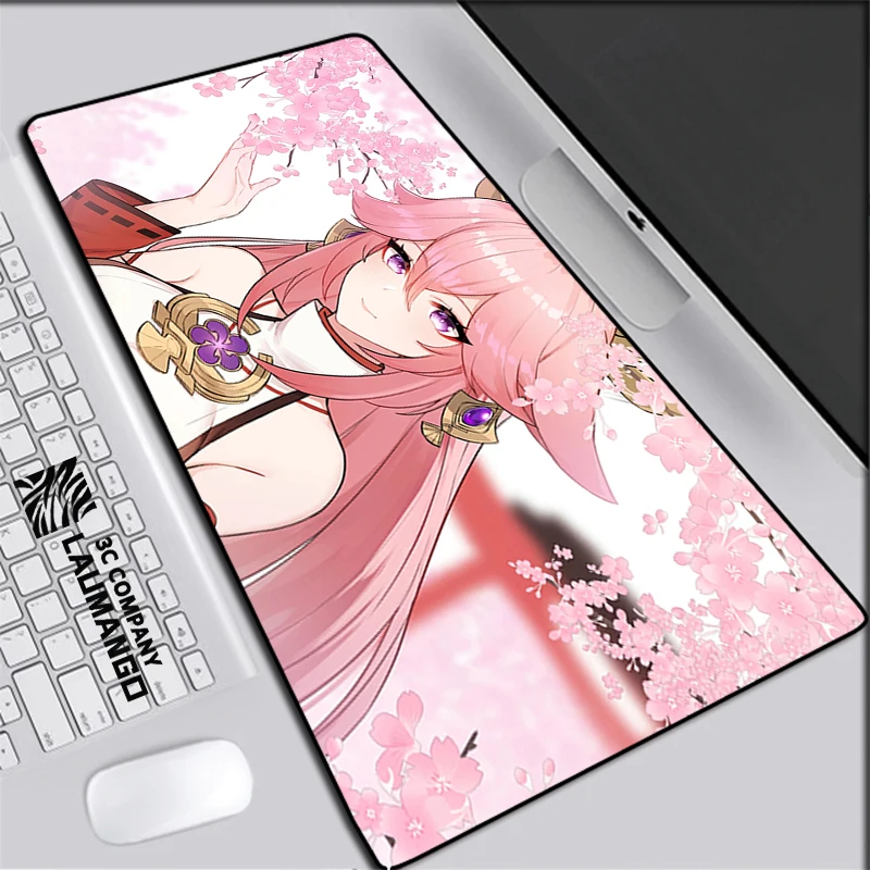 

Коврик для мышки с аниме Настольный коврик Yae Miko большой компьютерный игровой коврик для мыши Genshin привлекательная девушка милый шкаф Xxl игр...