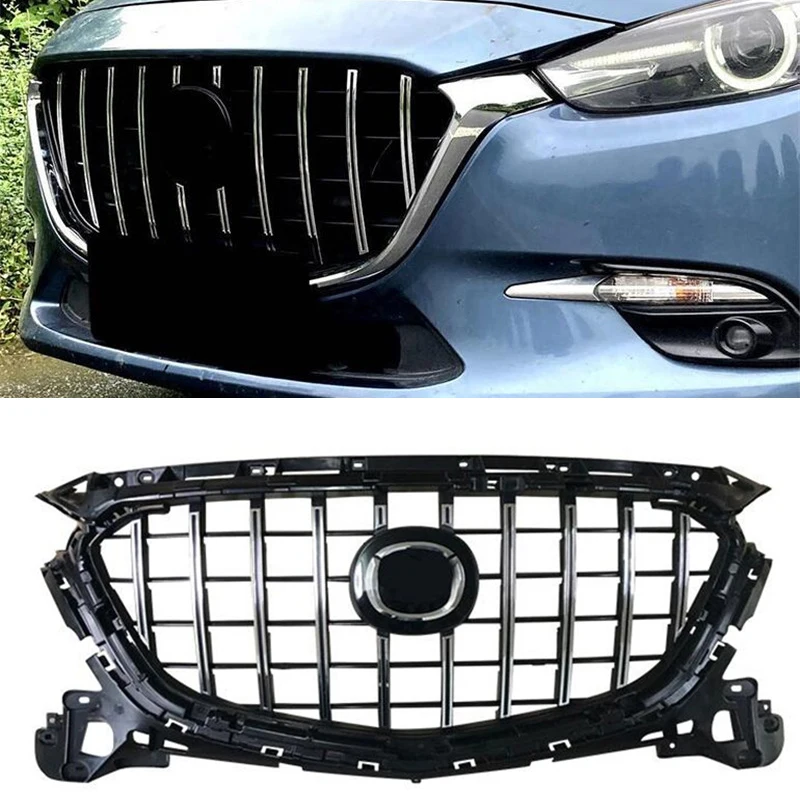 FOR Car Grille OLD Mazda 3 Front Bumper Grille Splitter Upper Grill Cover Protector ABS Plastic Mazda3 Axela Accessories 2017 18