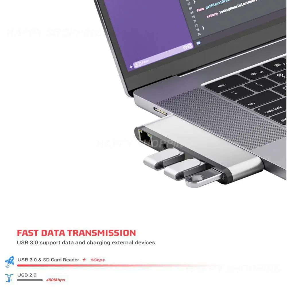 

Type C Hub Docking Station With 3 Port USB3.0 100/1000 Mbps RJ45 Audio Jack Card Reader For Macbook Laptop Accessories