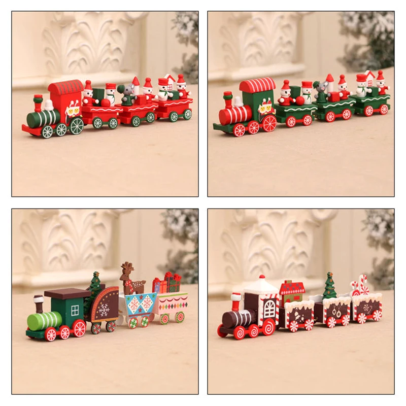 

New Hot!Dollhouse Wooden Train Christmas Ornament Christmas Decoration For Home Santa Claus Gifts Christmas Table Decor Xmas Toy