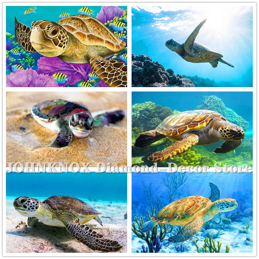

5D Diy Diamond Painting Ocean Sunlight Animal Sea Turtle Mosaic Art Cross Stitch Kits Full Drill Embroidery Picture Decor Gift