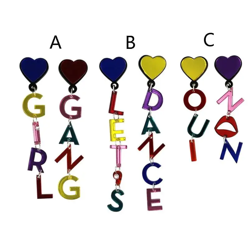 

Colorful Acrylic Drop Earrings Letter Let Us Dance Girl Gang Dangle Earring Gift