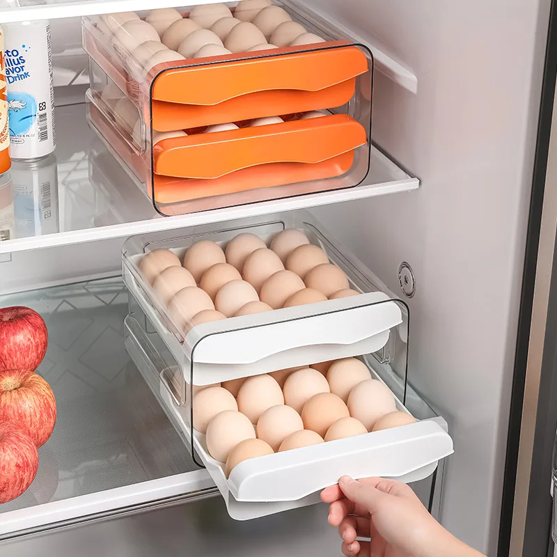 

Egg Organizer Drawer 2-Layer Holder for Type Stackable Bins Refrigerator Storage Egg Fridger Clear Egg Plastic Holder Storage