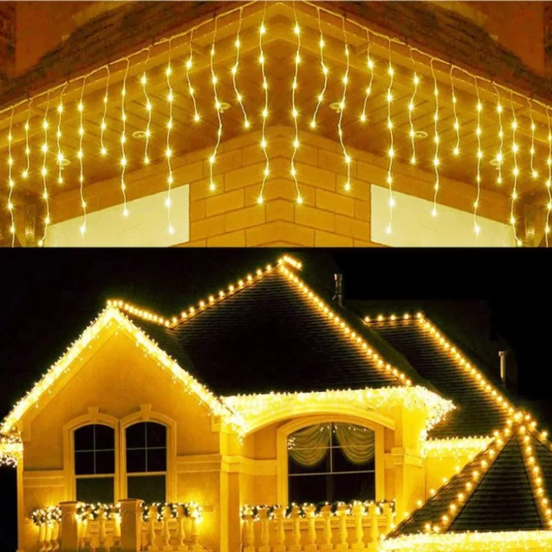 

5M Christmas Garland LED Curtain Icicle String Lights Droop 0.4-0.6m Garden Street Garland Mall Eaves Outdoor Decorative .