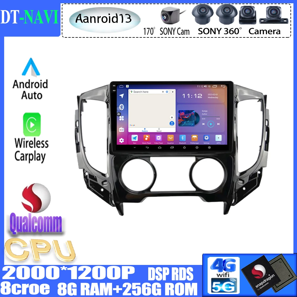 

Автомобильный мультимедийный плеер Qualcomm Android13 Carplay для Mitsubishi Pajero Sport 3 L200 2015-2019, радио, навигация GPS BT 5GWIFI 4G