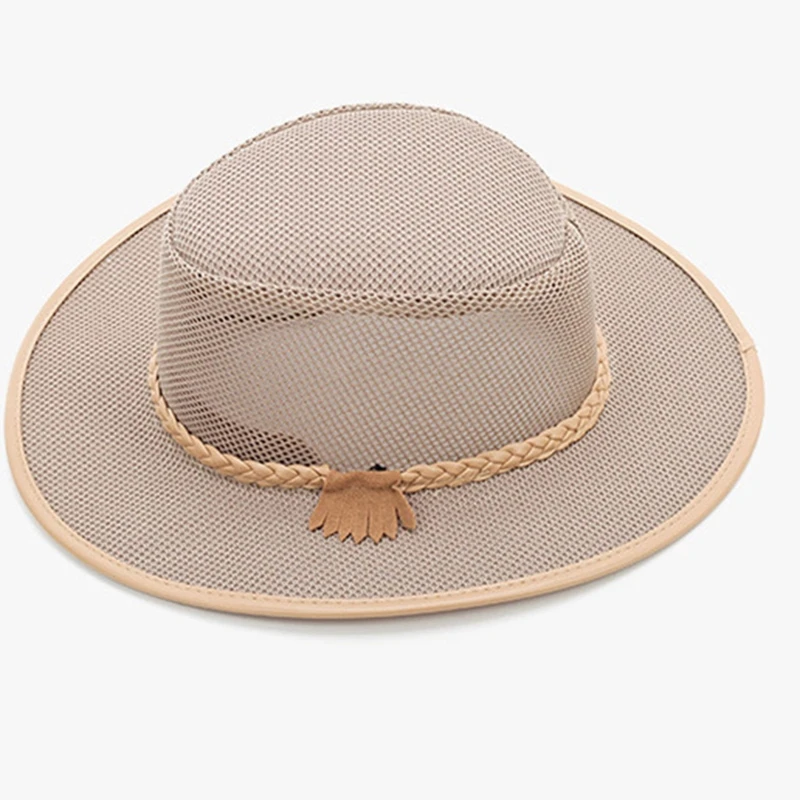 Мужская сетчатая шляпа с ковбойской шляпой мужская и женская соломенная