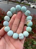 genuine natural blue turquoise woman round beads bracelet gemstone 14 8x14mm turquoise jewelry aaaaa