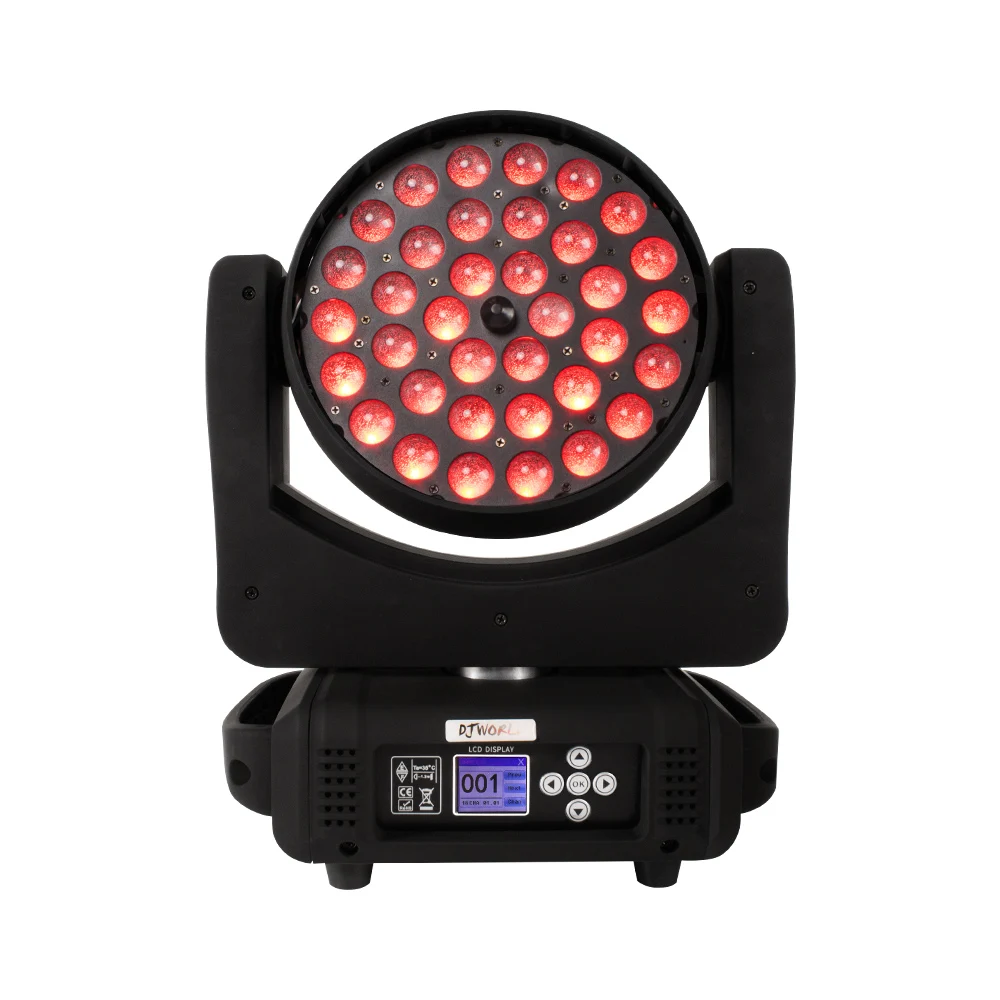 

DJWORLD LED Zoom Wash 36x18W RGBWA+UV Color DMX Stage Lighting LED Moving Head Wash Light Good for DJ Disco Party And Clubs