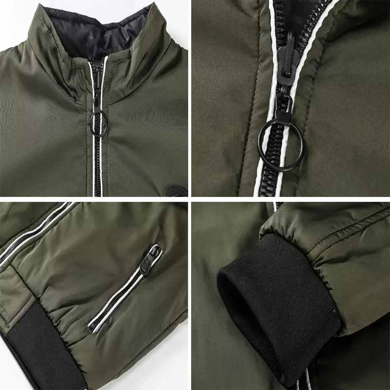 Men Both-Side Wear Thermal Cotton Thick Parkas Coats Casual Male Windbreaker Baseball Jackets Winter Men Bomber Jacket