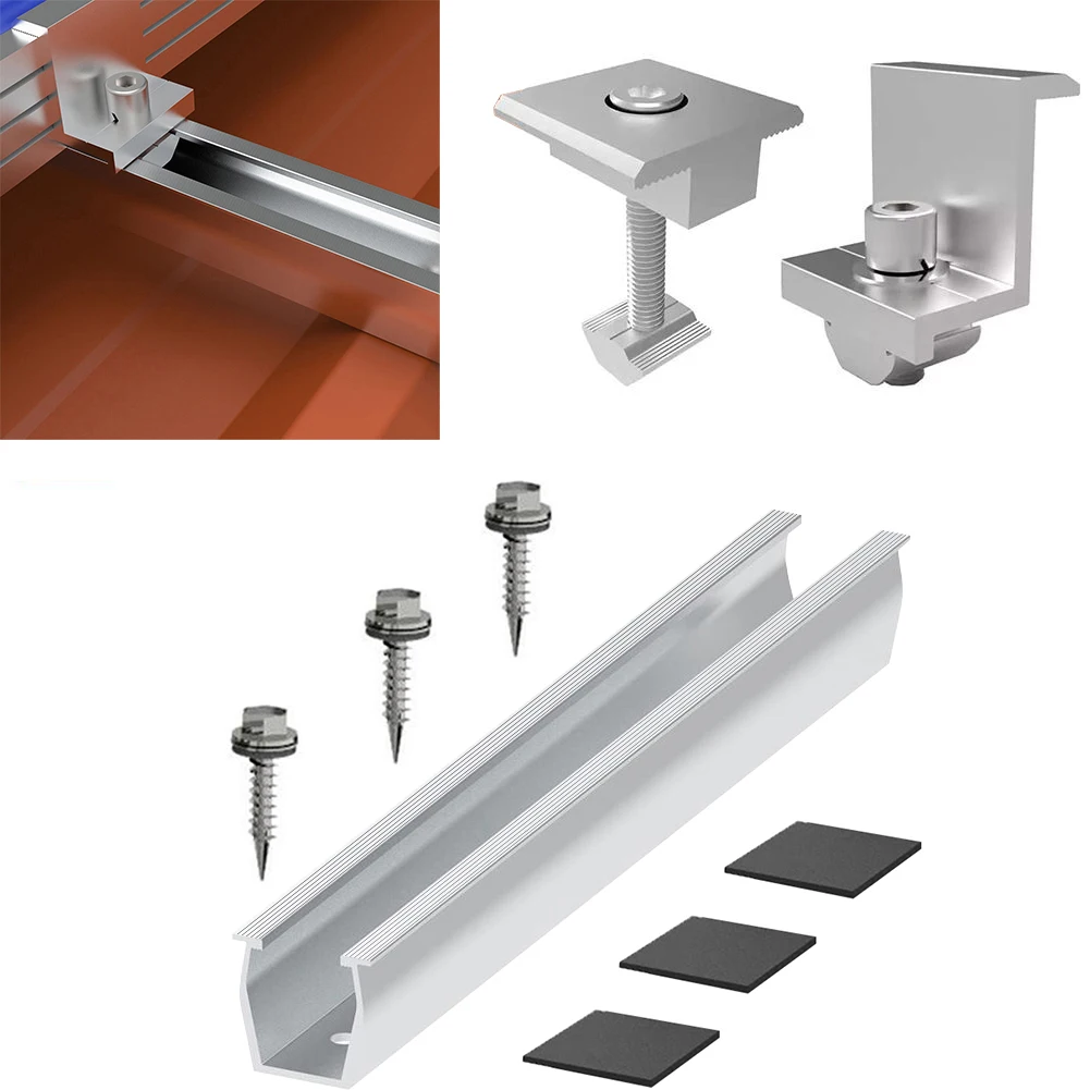 

Solar Panel Mount Bracket Photovoltaic Panel Rail Solar Panel Mount Fastening Module With Mid&End Clamp For Trapezoidal Roof