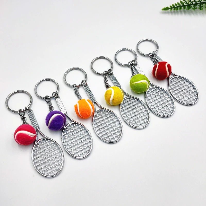 

Tennis Ball Key Chains Ring Car Metal Silver Color Sports Fashion Women Man Accessories Christmas Birthday Gifts