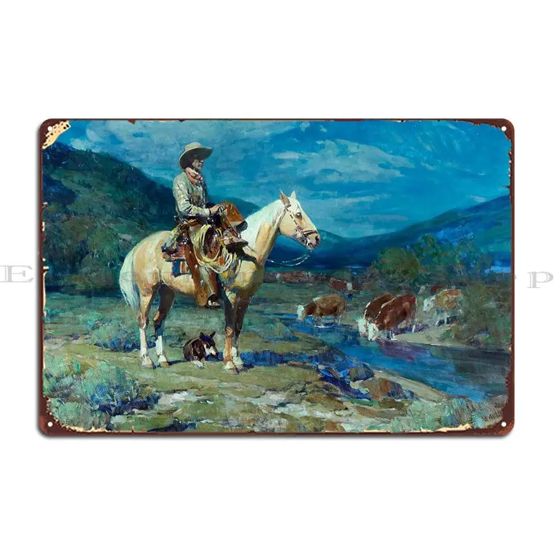 

Ковбой с его собакой металлический плакат Плакат Бар Клуб на заказ Настенная роспись оловянный знак плакат