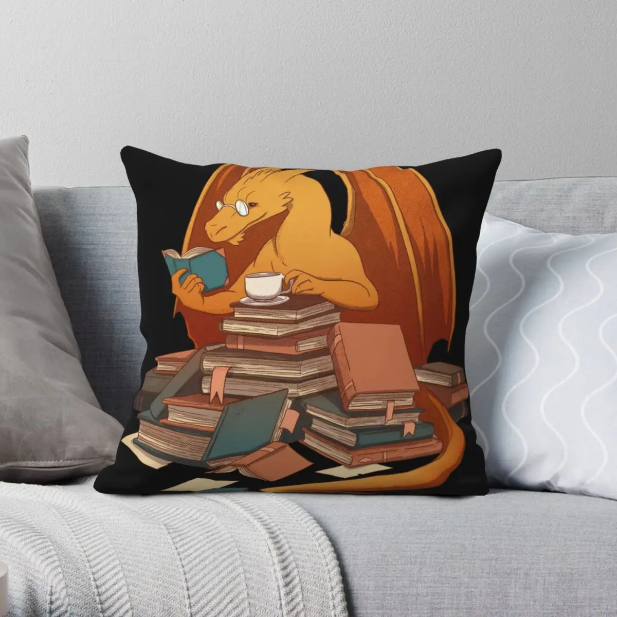 

The Librarian's Horde Square Pillowcase Polyester Linen Velvet Pattern Zip Decor Home Cushion Cover