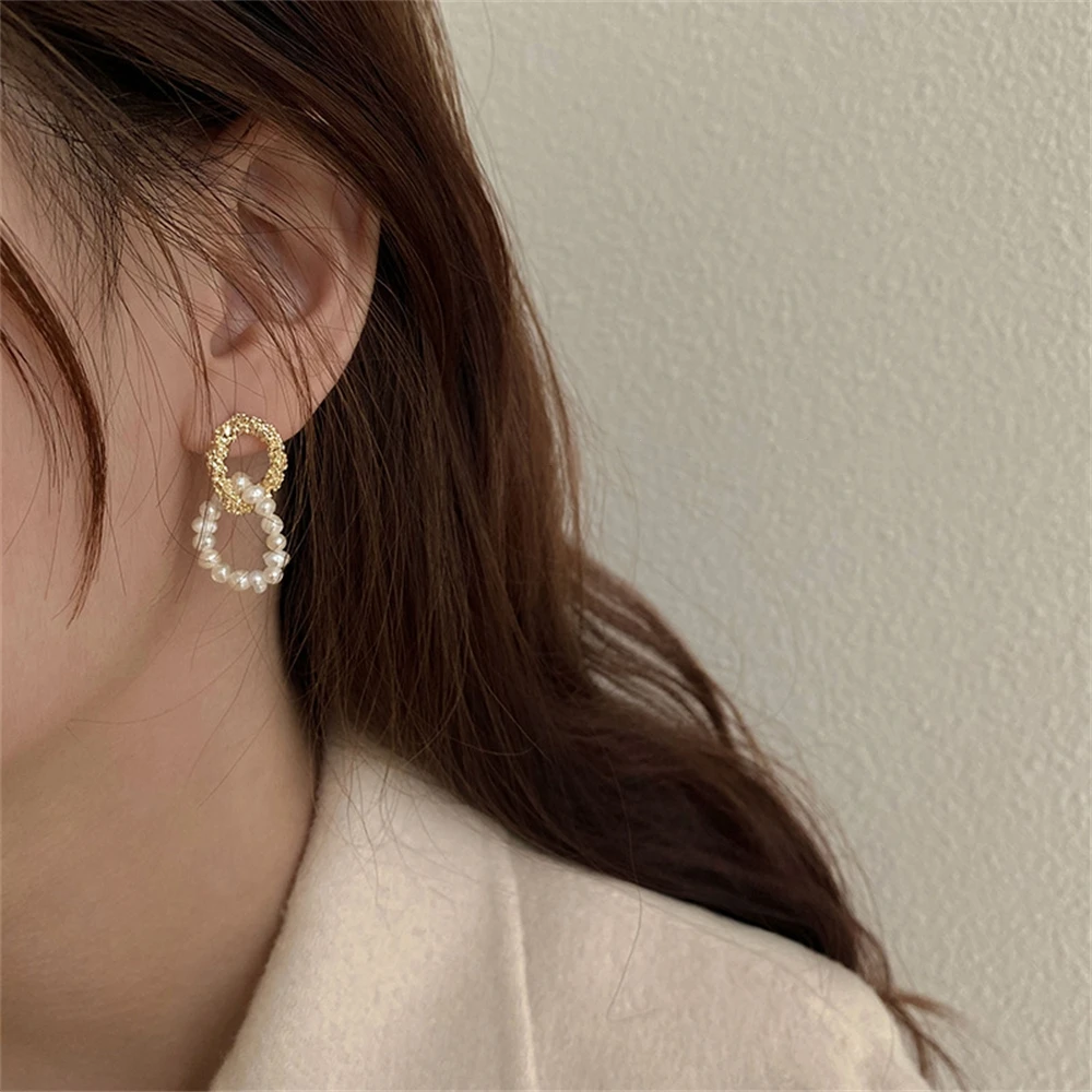 Цирконовые жемчужные серьги прочное покрытие модные круглые популярные универсальные.