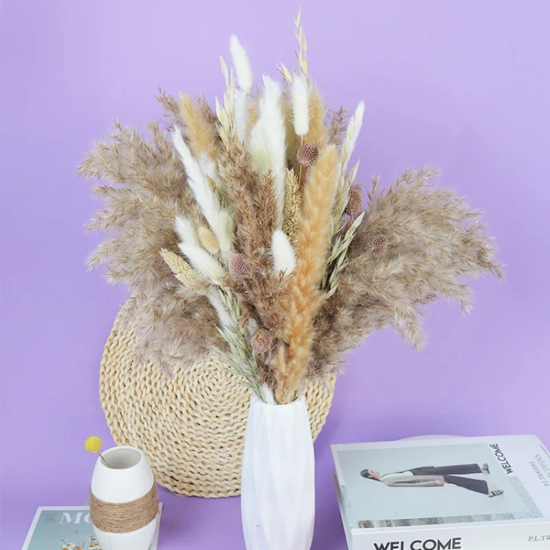 

Real Reed Grass Natural Dried Pampas Grass Decor Fluffy Dry Flowers Wedding DIY Bohemian Natural Bouquet For Home Dekoration