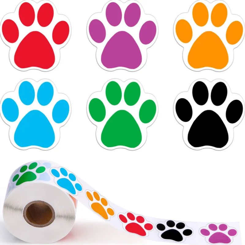 

500pcs /roll Dog Paw Footprint Stickers 1inch 2.5cm For Envelope Sealing Labels Stationery Wedding Decorative Kids Toys Stickers
