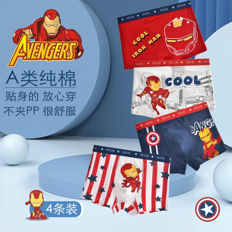 4 шт. детское нижнее белье Marvel с рисунком Железного человека летнее тонкое