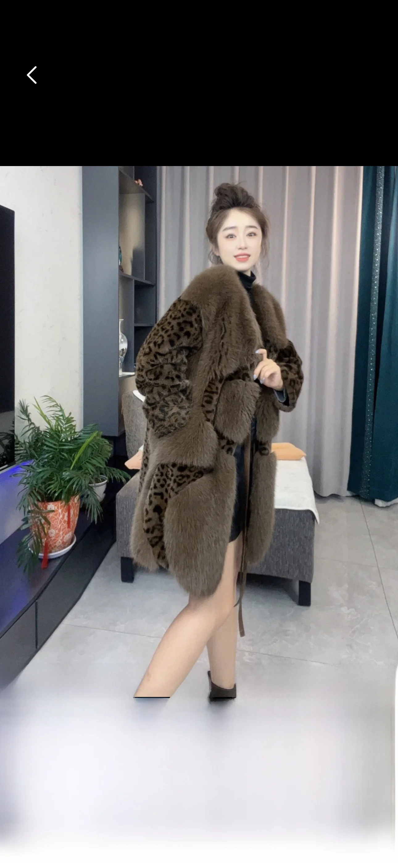 Модель 2024 зимняя верхняя одежда средней длины из норки и кашемира с леопардовым