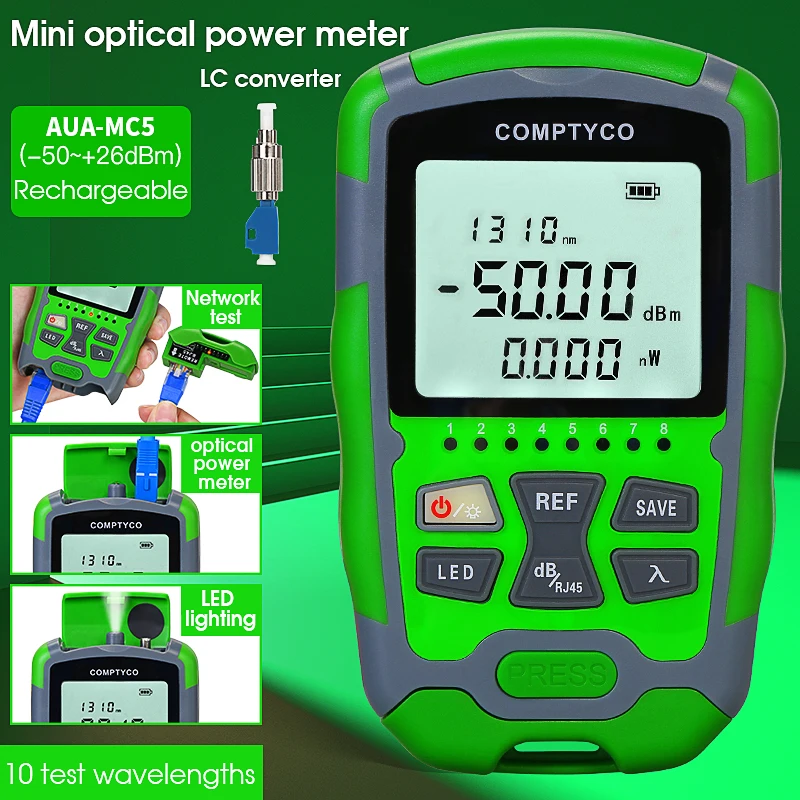 Mini Fiber Optical Power Meter AUA-MC5/MC7 Fiber Optical Cable Tester -70+10dbm or -50+26dbm