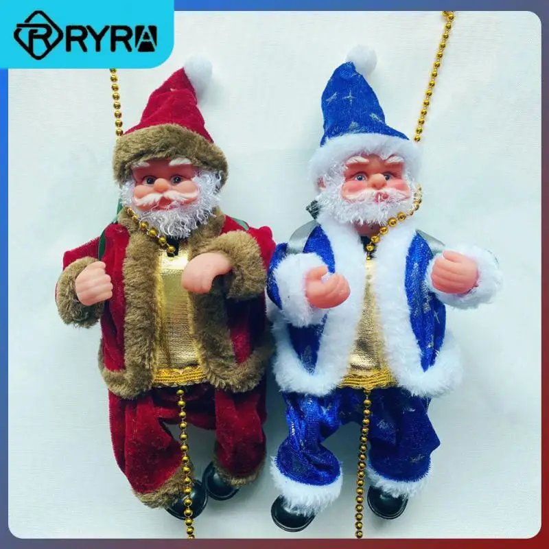 

Electric Climbing Ladder Santa Claus Plush Doll Christmas Figurine Ornament Climb Up The Beads And Go Down Kids Toy Gifts New