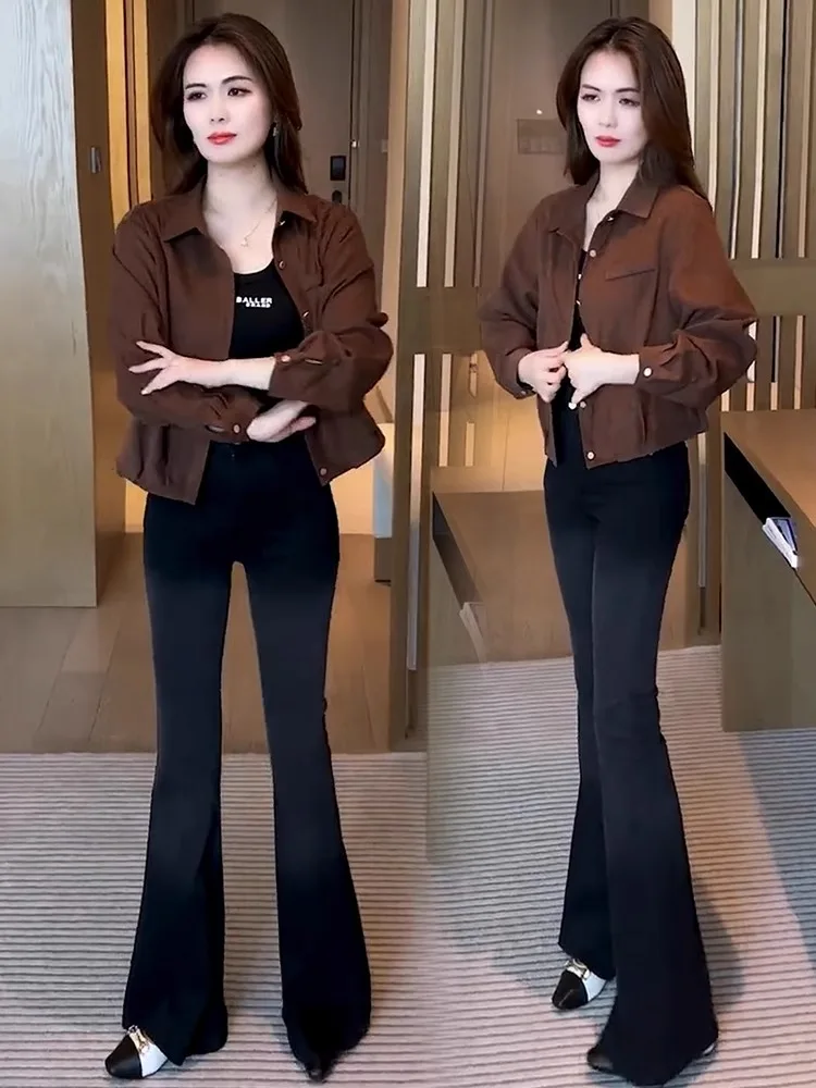 Fashion Age-Reducing Short Cardigan Outerwear Women 2024 Spring and Autumn New Loose Small Single-Breasted Polo Top