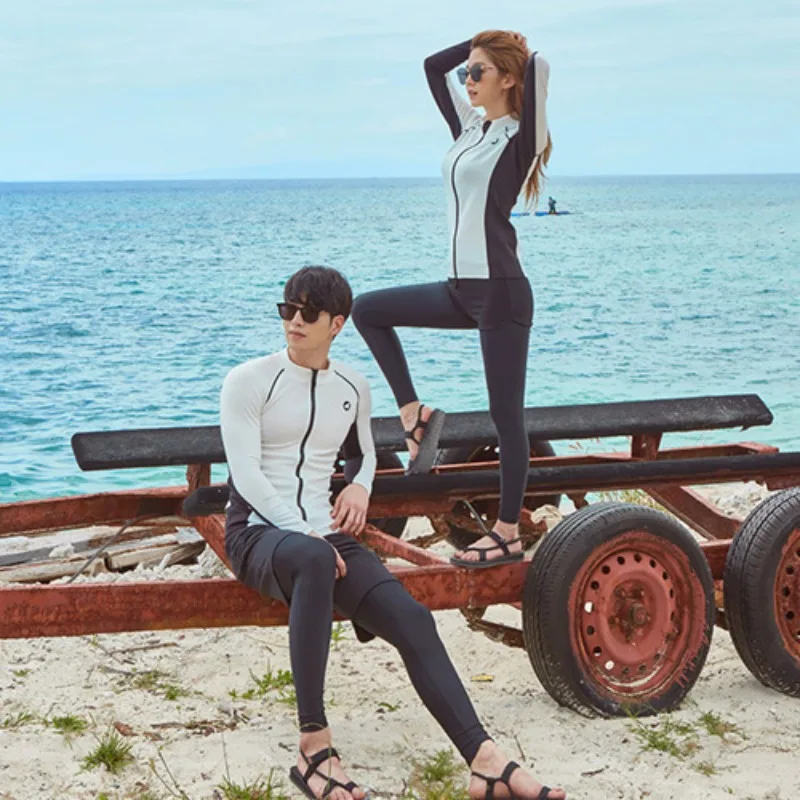 

Sexy Slim Rushguard Women Men 2023 Summer Couple Swimsuit Uv Proof Long Sleeve Bathing Suit Diving Suit Dropshipping