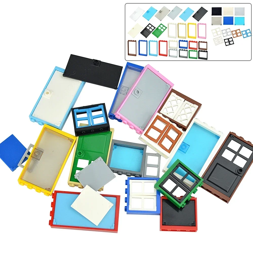 Строительные блоки для городских окон MOC дверная рама дома стеклянные кирпичи