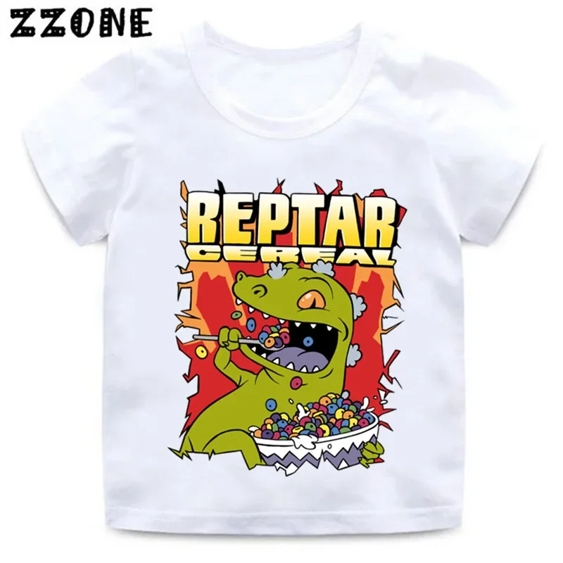 Футболка с рисунком динозавра Reptar для мальчиков и девочек детская забавная