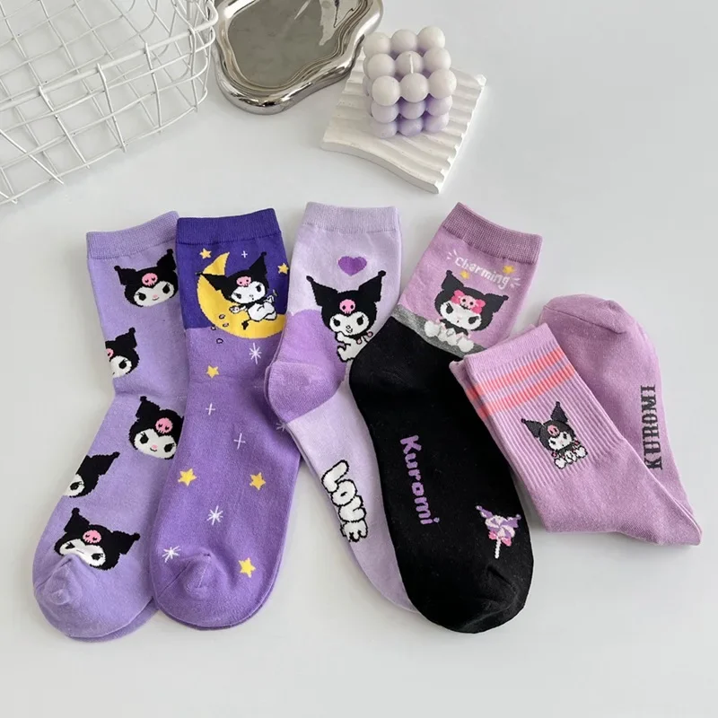 Комплект Из 5 Женских Фиолетовых Хлопковых Колготок С Мини-носками Disney Sanrio Kuromi