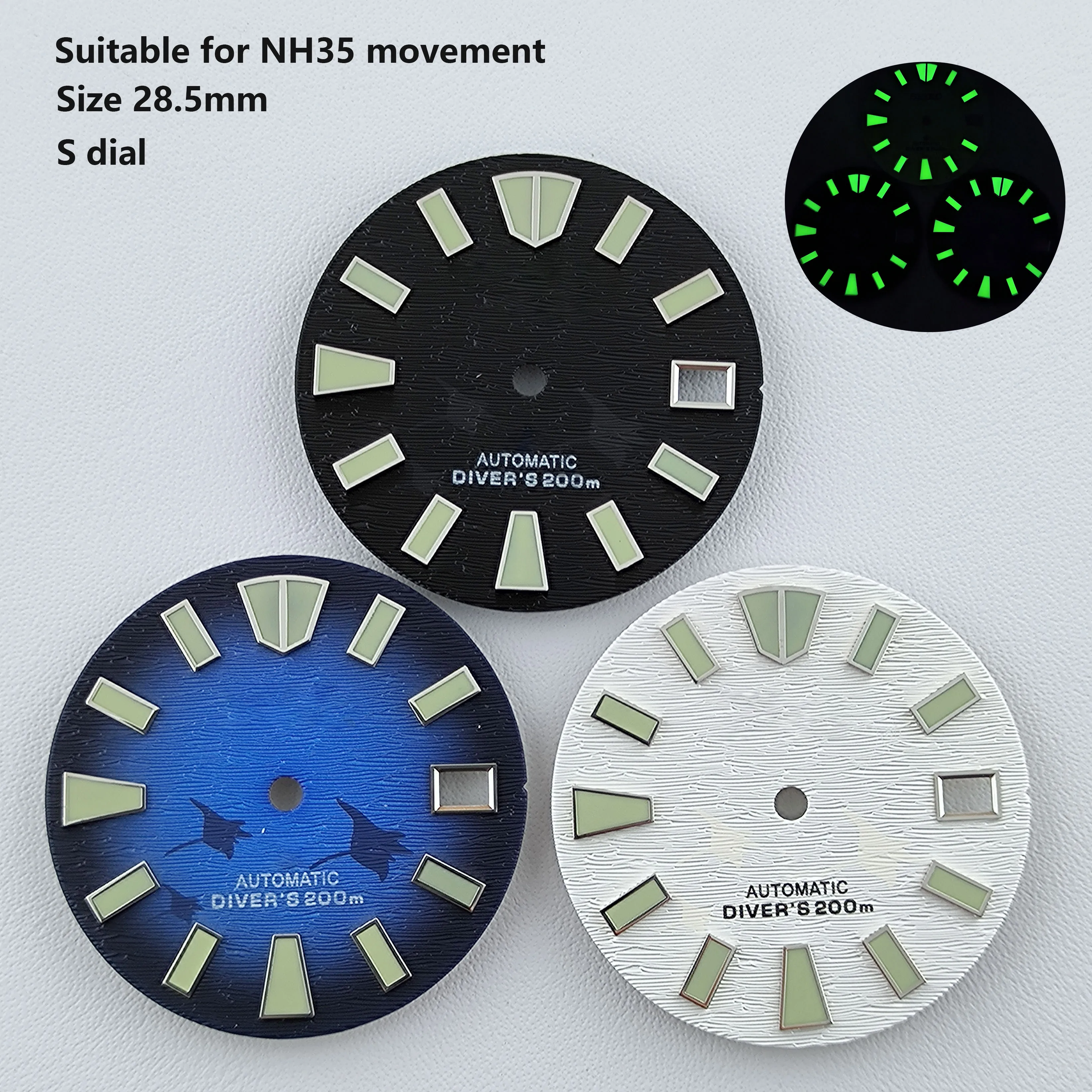

Зеленый циферблат для часов NH35, 28,5 мм