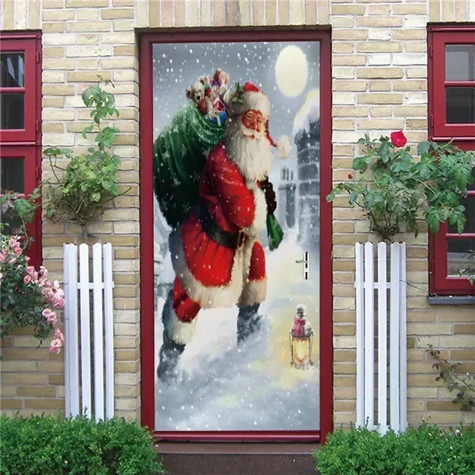 Санта-Клаус наклейки на дверь рождественские обои спальня гостиная праздничный