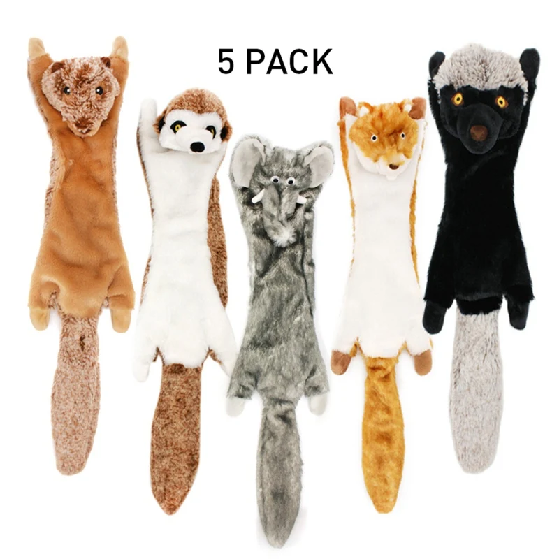 

5Pack Dog Squeaky Toys No Stuffing Plush Dogs Chew Toy for Small Medium Large Breed Stuffless Squeak Puppy Teething Chewing Toys