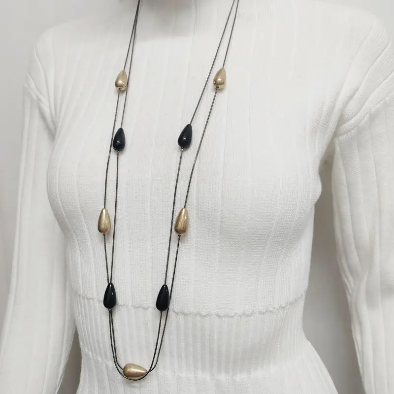 Kara&ampKale Layered Necklaces Long Beaded Snake Chains Handmade Jewelry Original Simple Style Ladies Charm