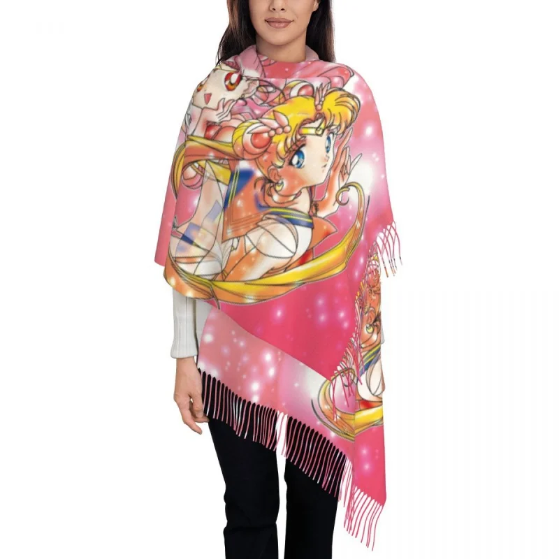 

Personalized Printed Super Sailors Moon Chibi Moon Scarf Men Women Winter Fall Warm Scarves Anime Shawl Wrap